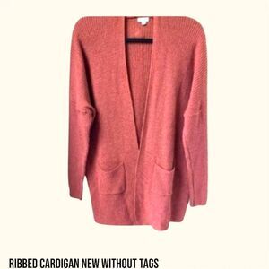 DEBUT Women's Plus Size  Rust Colored Open Front Ribbed Cardigan 3X